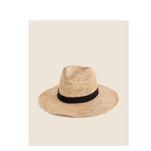 J. Crew Tan Straw Hat with Black Band
